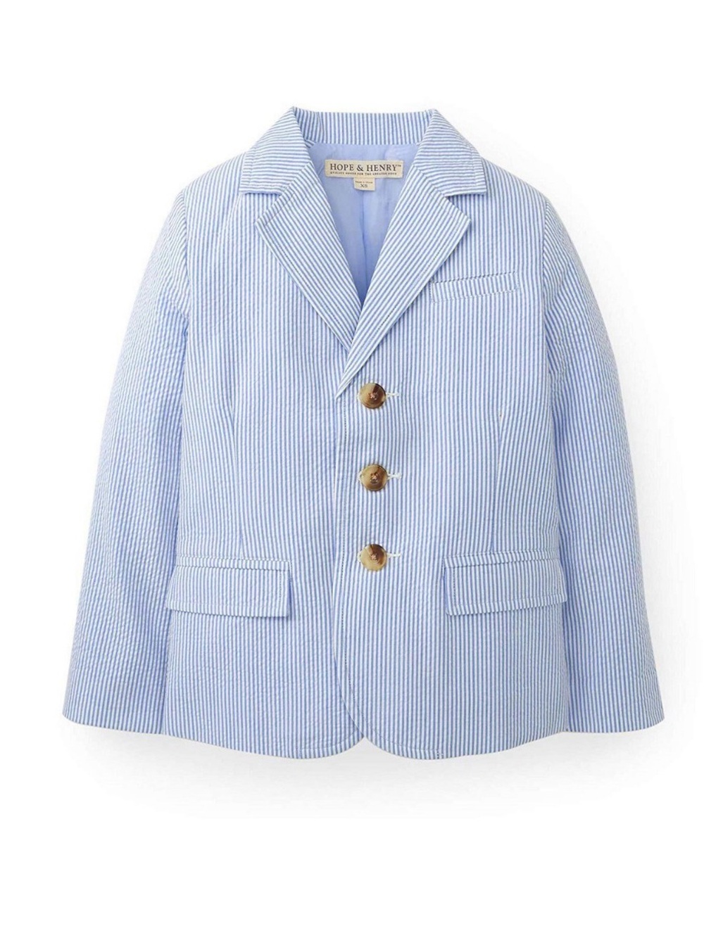 Hope & Henry Boys
Blazer White Blue Stripes
Seersucker Organic Size 4